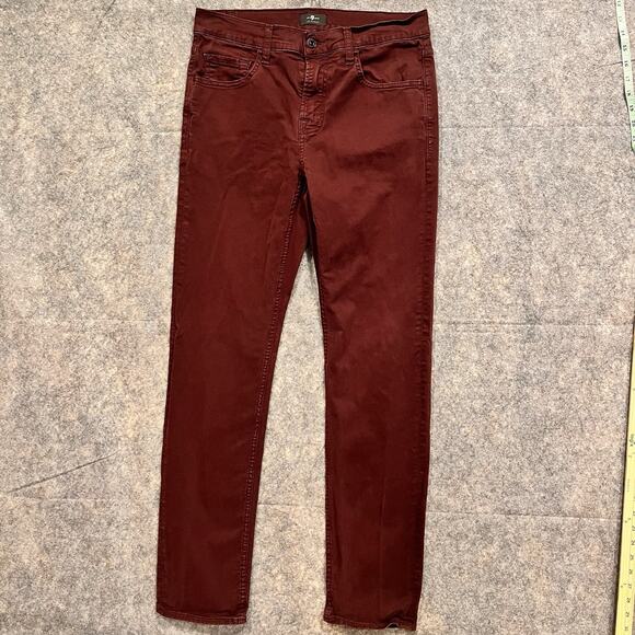 7 For All Mankind Woman’s Live Sport Slimmy Burgundy Red Jeans Women Size 31 - Picture 1 of 12